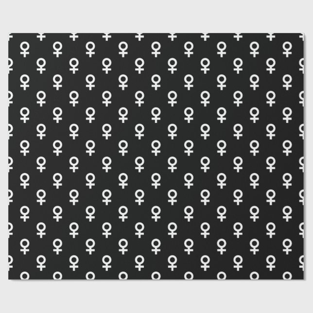 female gender symbol black white wrapping paper (Flat)