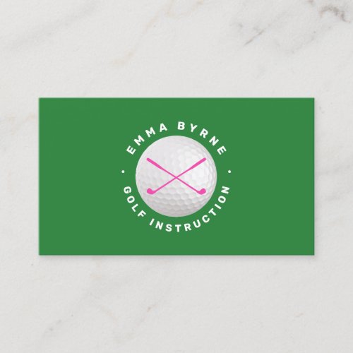 Female Golf Instructor Crossed Golf Ball  Business Business Card