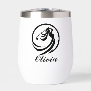Female Golf Player Silhouette Personalized Thermal Wine Tumbler