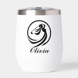 Female Golf Player Silhouette Personalized Thermal Wine Tumbler