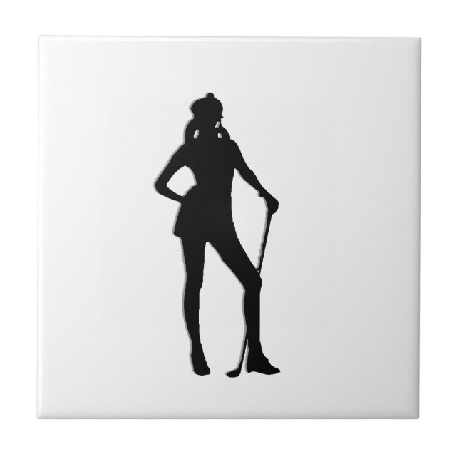 Female Golfer Ceramic Tile (Front)
