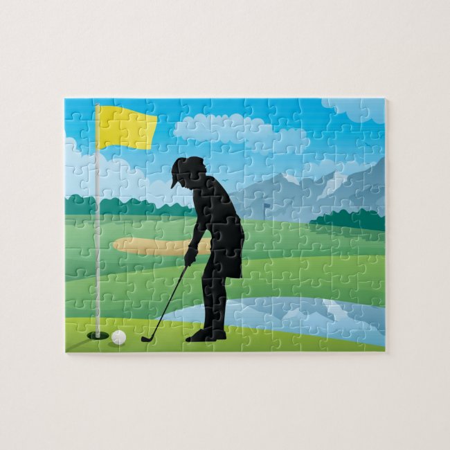 Female Golfer Design Jigsaw Puzzle