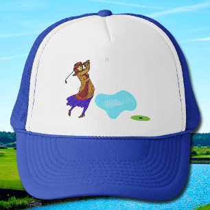 Female Golfer Driving over Water Hazard Trucker Hat