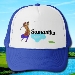 Female Golfer Driving over Water Hazard Trucker Hat