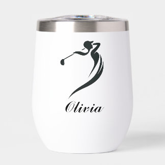 Female Golfer Personalized Thermal Wine Tumbler