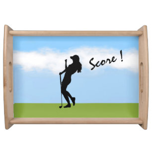 Female Golfer Scores Serving Tray