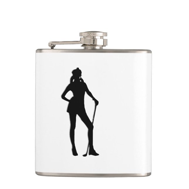 Female Golfer Sport Hip Flask (Front)