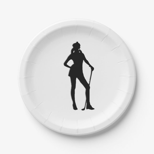 Female Golfer Sport Paper Plates (Front)