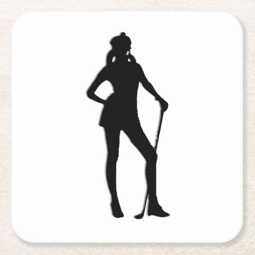 Female Golfer Sport Square Paper Coaster