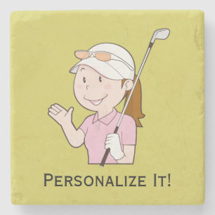 Female Golfer Stone Coaster