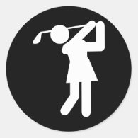 Female Golfer - Woman Golf Symbol Classic Round Sticker
