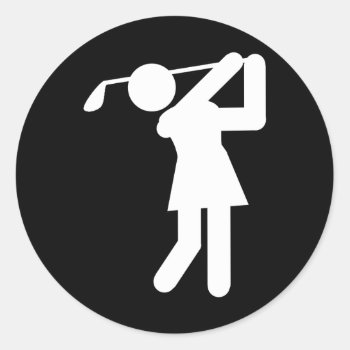 Female Golfer - Woman Golf Symbol Classic Round Sticker by gravityx9 at Zazzle