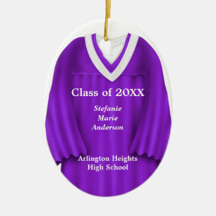Female Grad Gown Purple and White Ornament