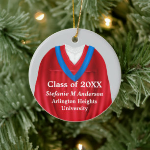 Female Grad Gown Red and Blue Ornament