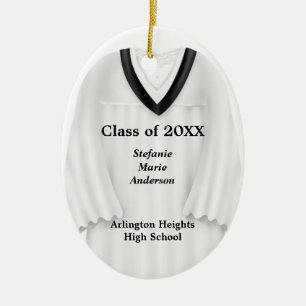 Female Grad Gown White and Black Ornament