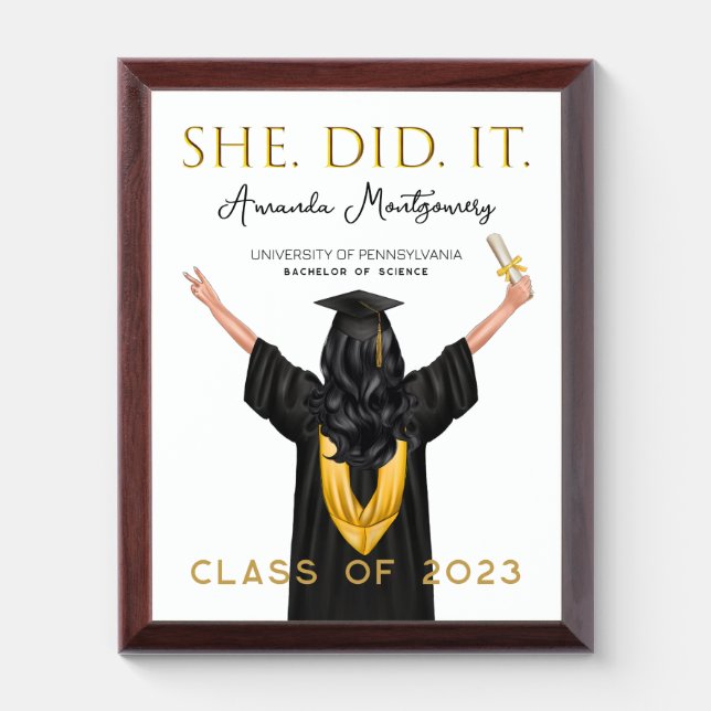 Female Graduation Keepsake Award Plaque (Vertical)