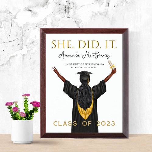 Female Graduation Keepsake Award Plaque