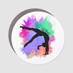 Female Gymnast Silhouette Art Multicolor Car Magnet