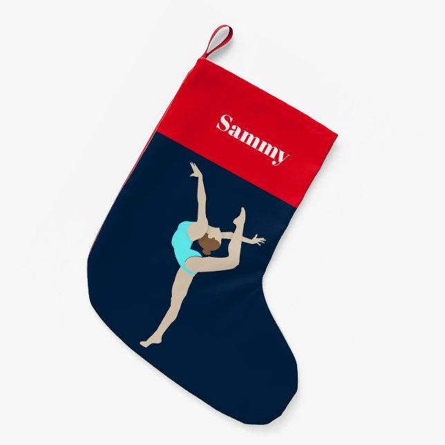 Female Gymnast Small Christmas Stocking (Front (Hanging))