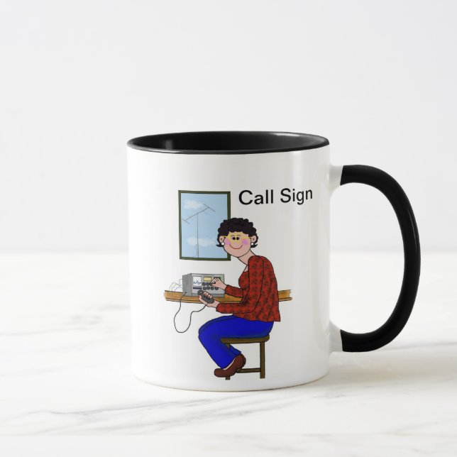 Female Ham - Short Black Hair with Glasses Mug (Right)
