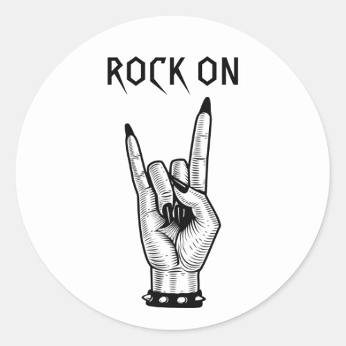 Female Hand Rocker Sign art illustration  Classic Round Sticker