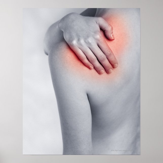 Female hands holding the shoulder and massaging poster (Front)