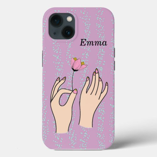 Female Hands in Lavender iPhone 13 Case