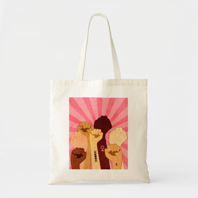 Female hands with fist raised up tote bag (Front)