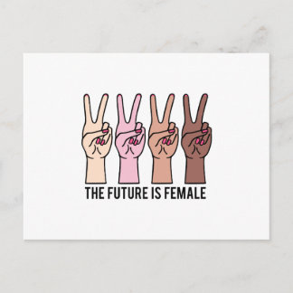 Female hands with peace sign postcard