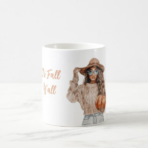 Female Hat Pumpkin It's Fall Y'all Coffee Mug