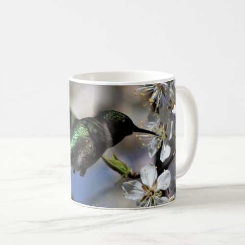 Female Hummingbird in Plum Tree Coffee Mug