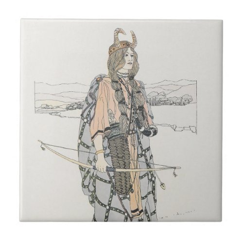 Female Hunter by Ann Macbeth Ceramic Tile