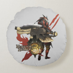 Female Hunter with Switch Axe, Rathalos Armor 2 Round Pillow