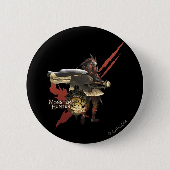 Female Hunter with Switch Axe, Rathalos Armor Button (Front)