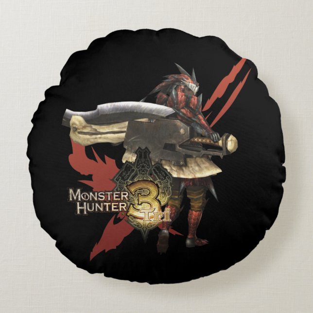 Female Hunter with Switch Axe, Rathalos Armor Round Pillow (Front)