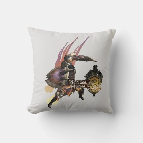 Female Hunter with Sword and Shield Jaggi Armor 2 Throw Pillow