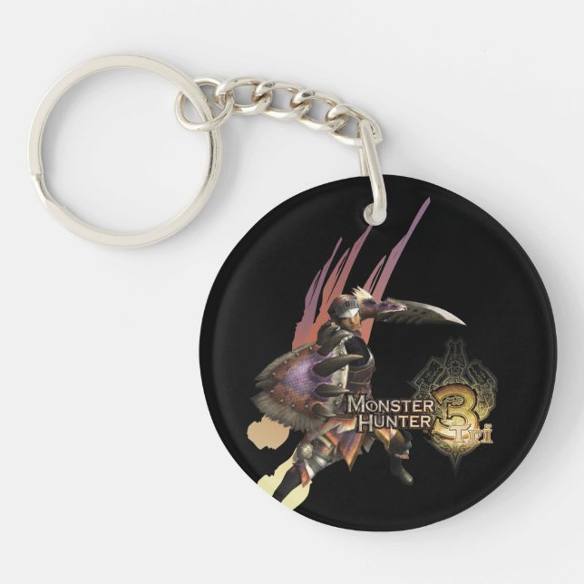 Female Hunter with Sword and Shield, Jaggi Armor Keychain (Front)