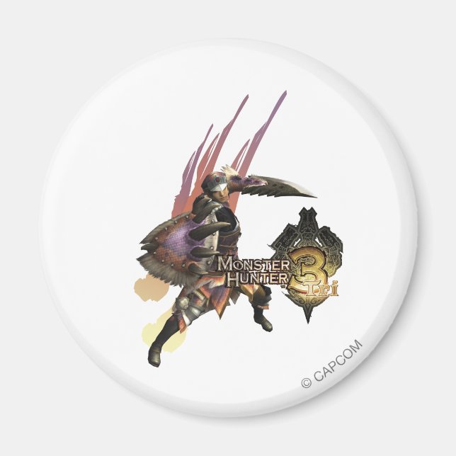 Female Hunter with Sword and Shield, Jaggi Armor Magnet (Front)