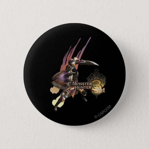 Female Hunter with Sword and Shield Jaggi Armor Pinback Button