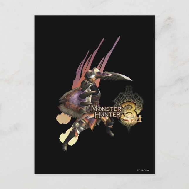 Female Hunter with Sword and Shield, Jaggi Armor Postcard (Front)