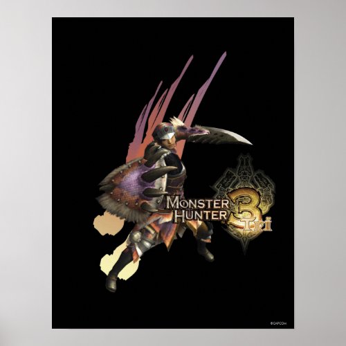 Female Hunter with Sword and Shield Jaggi Armor Poster
