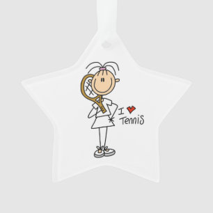 Female I Love Tennis Acrylic Ornament