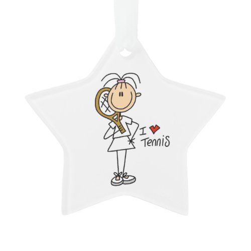 Female I Love Tennis Acrylic Ornament