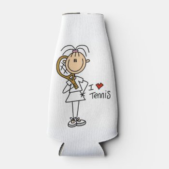 Female I Love Tennis Bottle Cooler by stick_figures at Zazzle