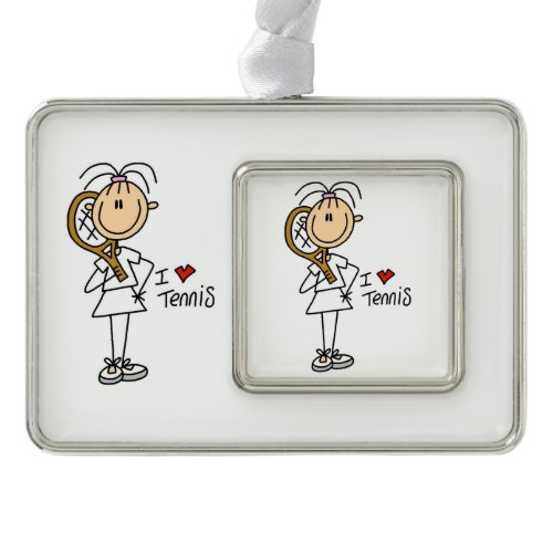 Female I Love Tennis Framed Ornament