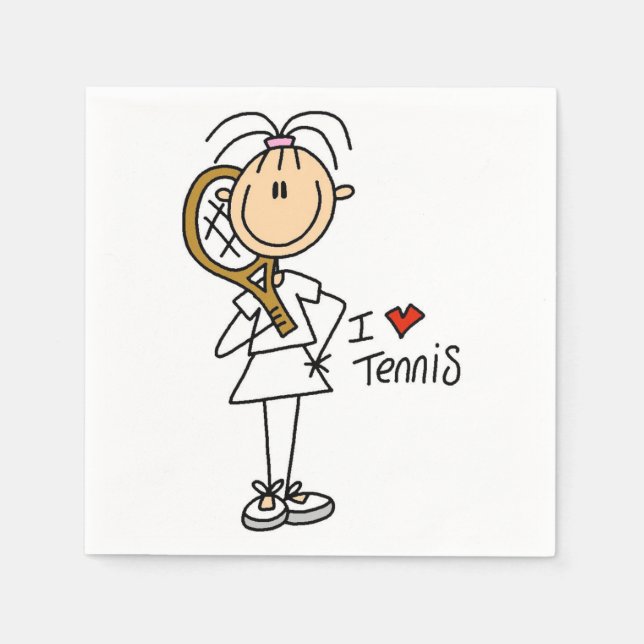 Female I Love Tennis Paper Napkins (Front)