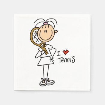 Female I Love Tennis Paper Napkins by stick_figures at Zazzle