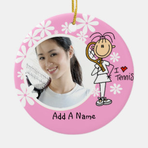 Female I Love Tennis Personalized Ornament