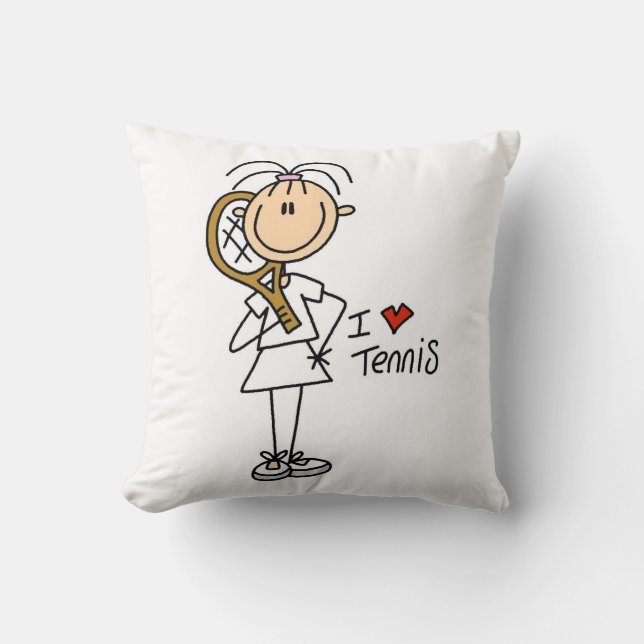 Female I Love Tennis Throw Pillow (Front)