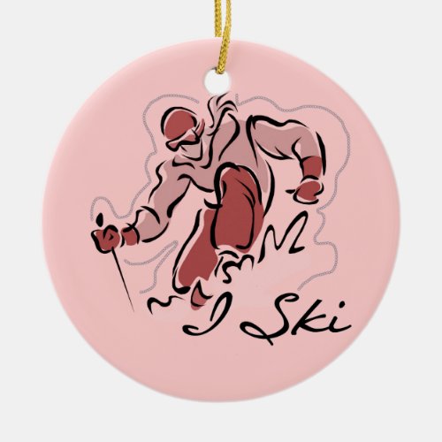 Female I Ski T shirts and Gifts Ceramic Ornament